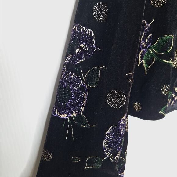 Vintage 90s Nah Nah Jonathan Tait Cropped Velvet Jacket 4P Bolero Flocked Floral - Picture 13 of 13